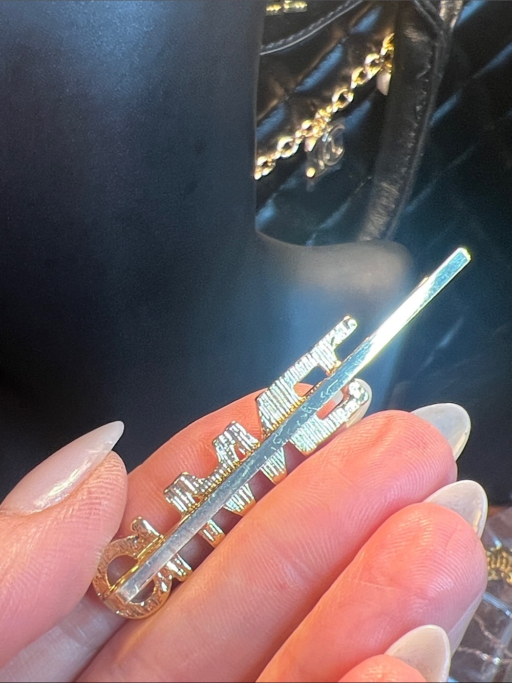 Crystal Nameplate Hair Pin - Silver "CHARM" Style - Picture 5 of 6